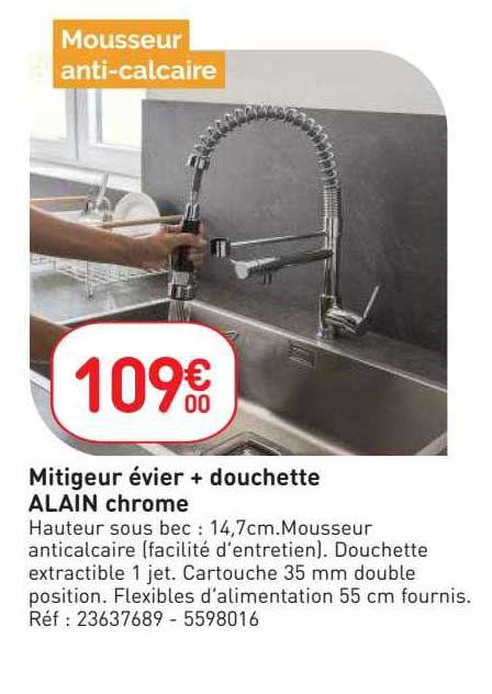 mitigeur évier + douchette alain chrome