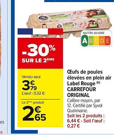 œufs de poules élevées en plein air label rouge carrefour original