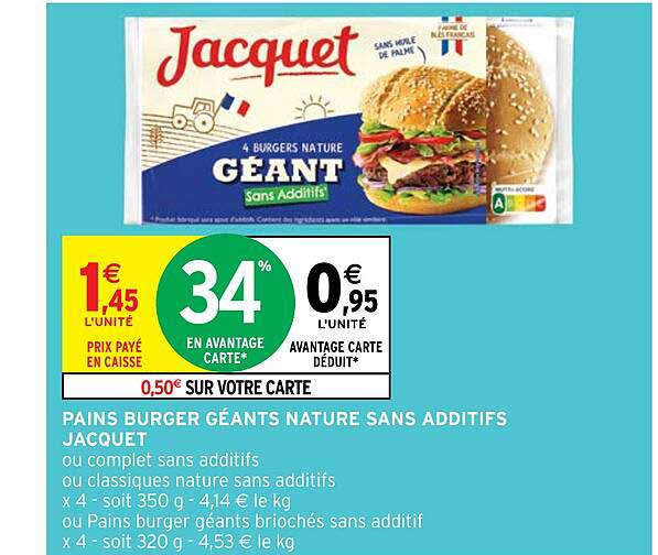 Pains Burger Géants Nature Sans Additifs Jacquet
