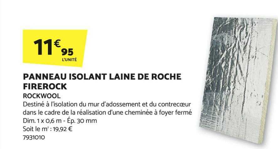 panneau isolant laine de roche firerock rockwool