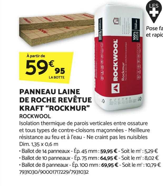 panneau laine de roche revêtue kraft "rockmur" rockwool
