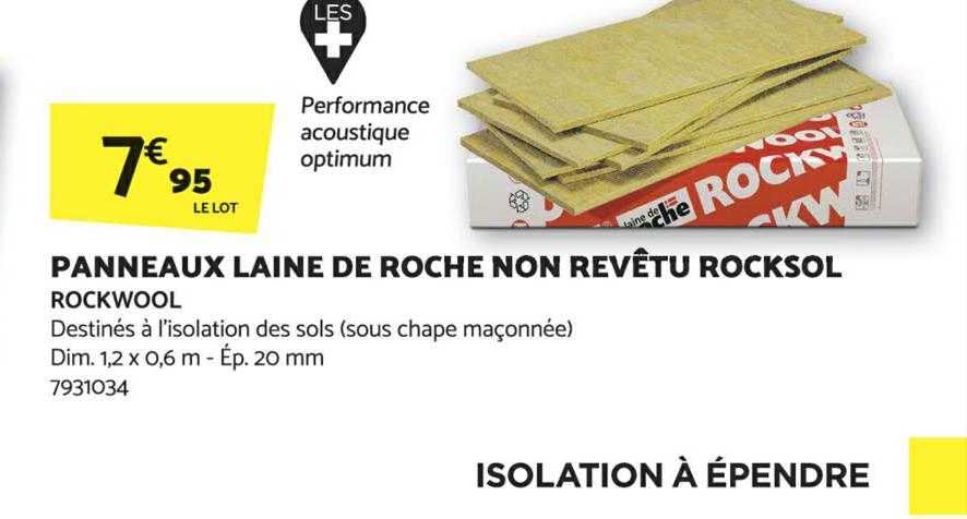 panneaux laine de roche non revêtu rocksol rockwool