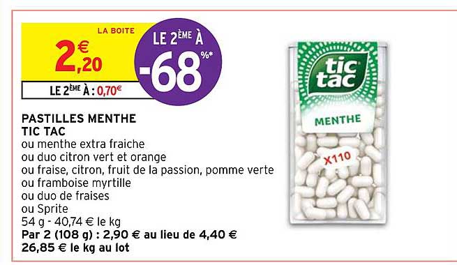 pastilles menthe tic tac