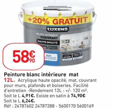 Peinture Blanc Intérieure Mat Luxens