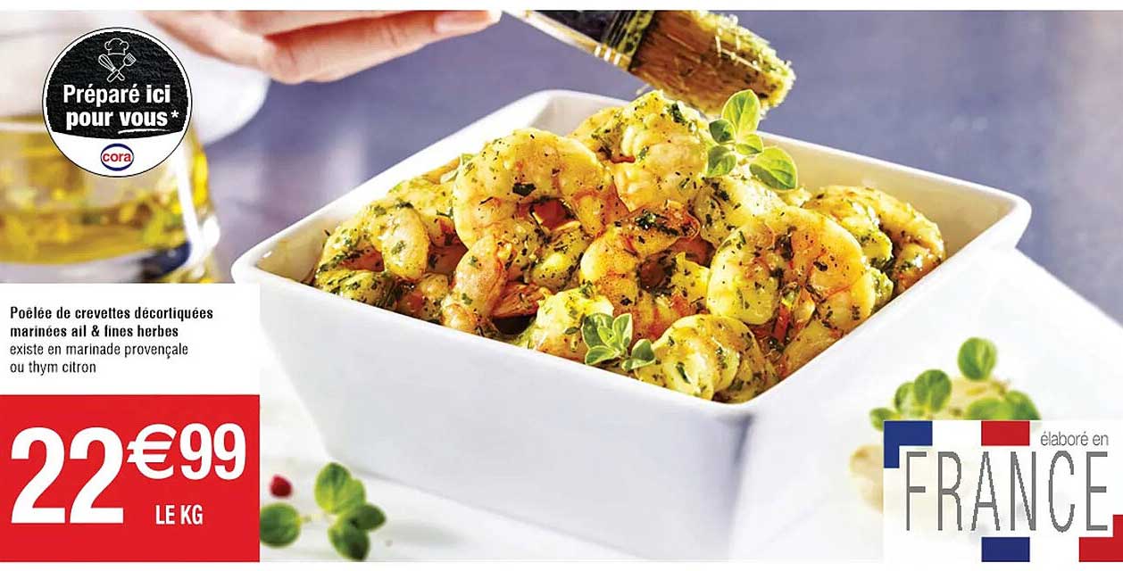 Poêlée De Crevettes Décortiquées Marinées Ail & Fines Herbes