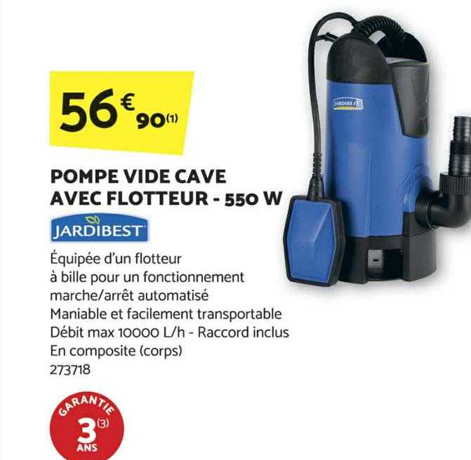 Pompe Vide Cave Avec Flotteur - 550w Jardibest