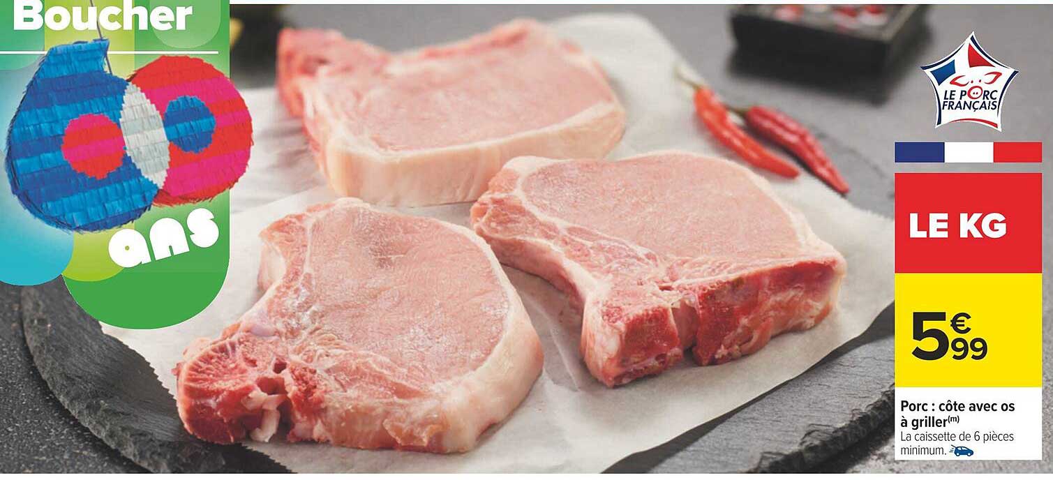 Porc : Côte Avec Os à Griller