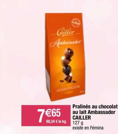 pralinés au chocolat au lait ambassador cailler