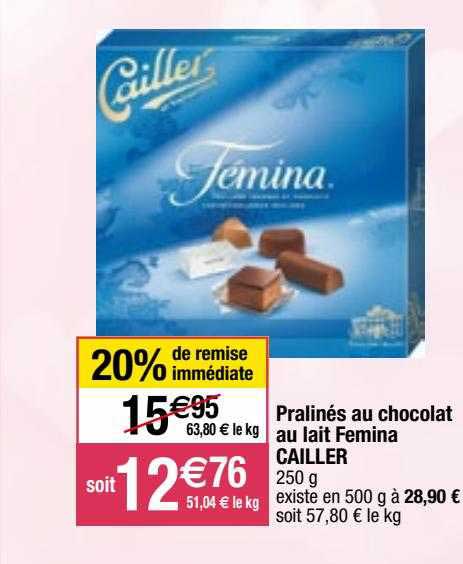 pralinés au chocolat au lait femina cailler