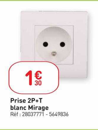 prise 2p+t blanc mirage