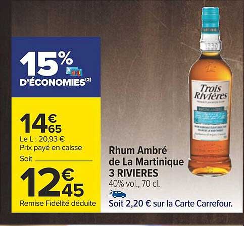 rhum ambré de la martinique 3 rivières