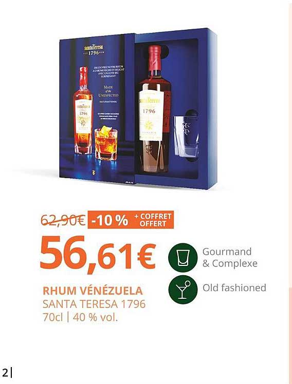 rhum vénézuela santa teresa 1796 70cl 40% vol.