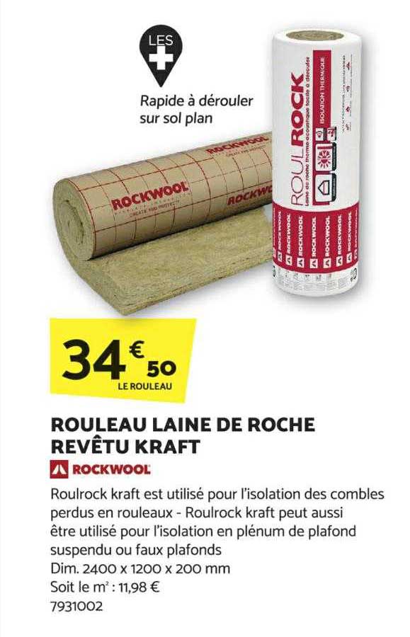 rouleau laine de roche revêtu kraft rockwool