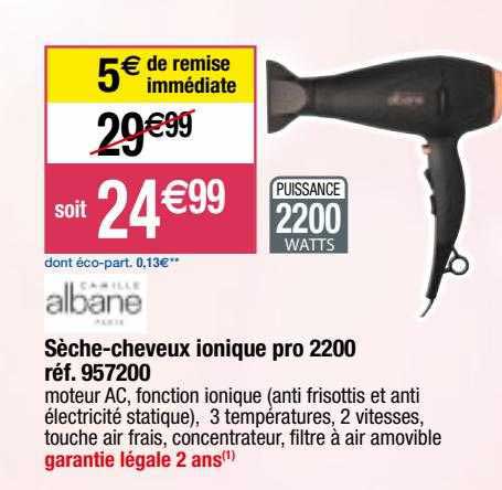 sèche-cheveux ionique pro 2200 albane