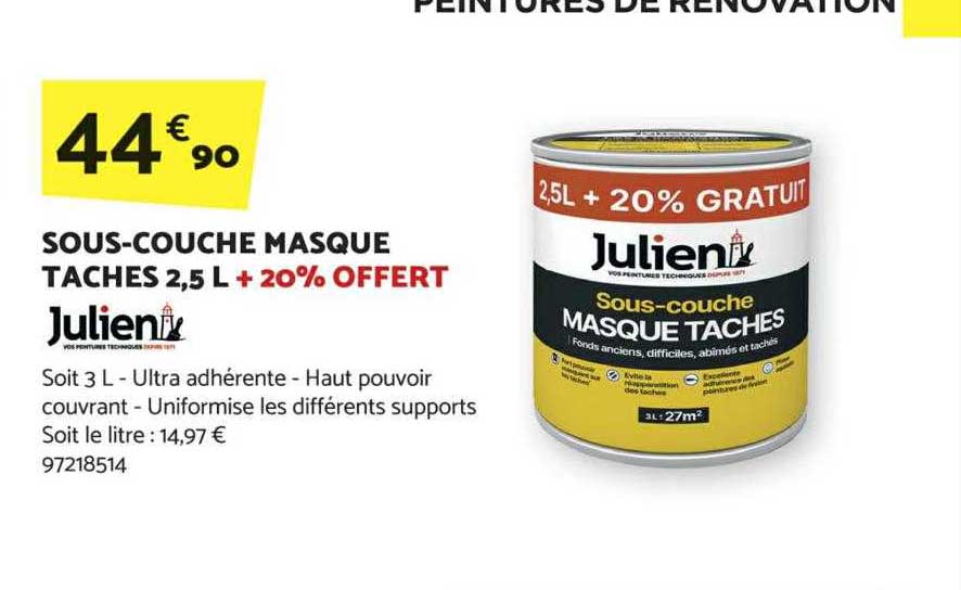 sous-couche masque taches 2,5l + 20% offert julien