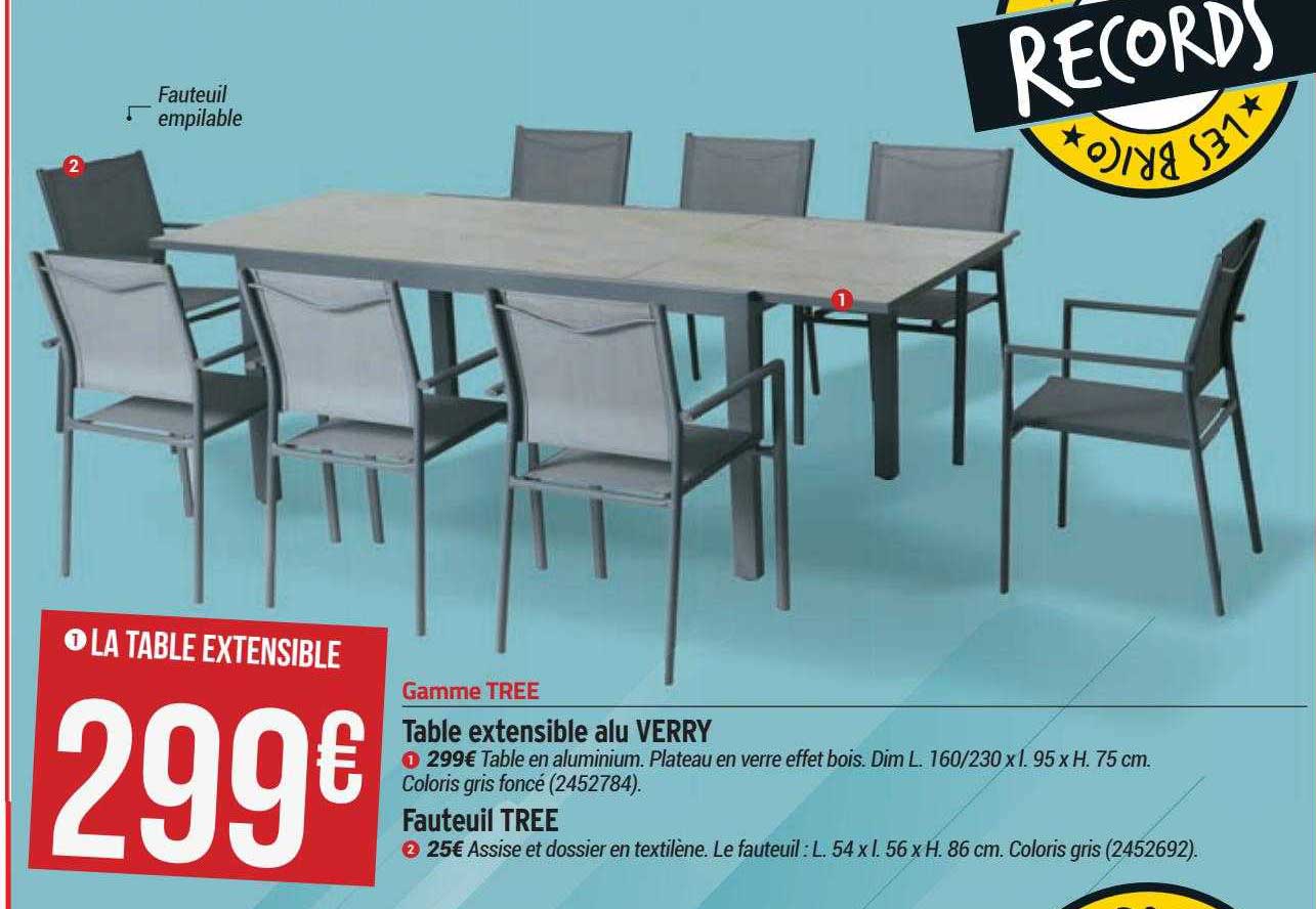 table extensible alu verry tree, fauteuil tree