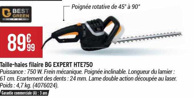 taille-haies filaire bg expert hte750 best green