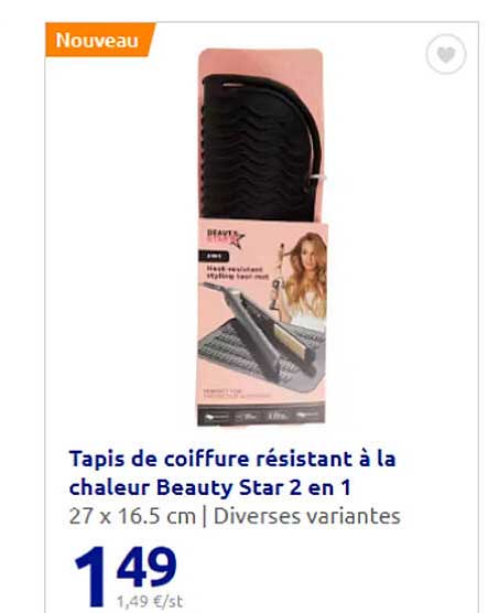 tapis de coiffure résistant à la chaleur beauty star 2 en 1