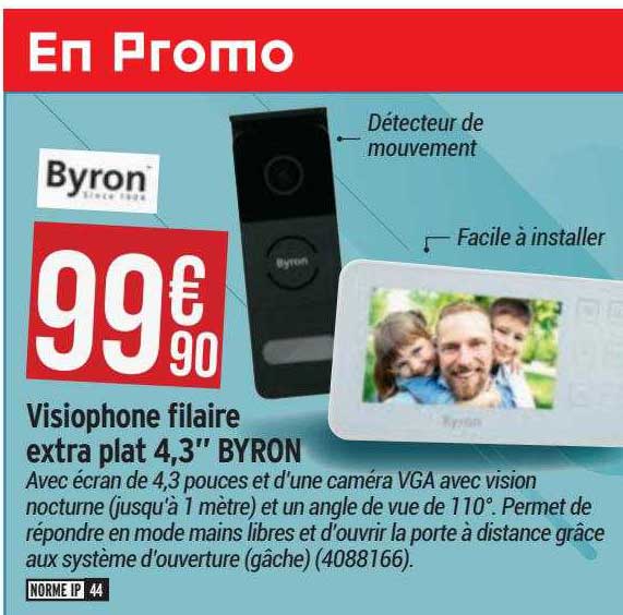 visiophone filaire extra plat 4,3" byron
