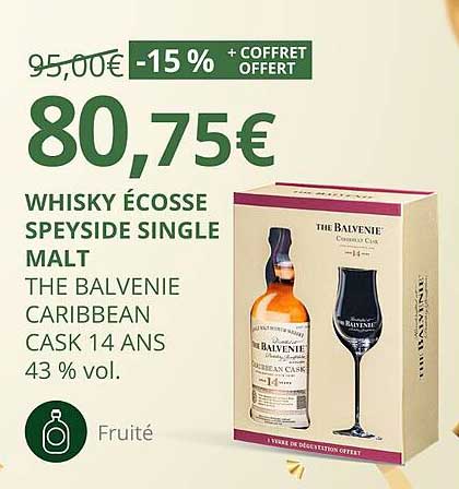 whisky écosse speyside single malt the balvenie caribbean cask 14 ans 43% vol.