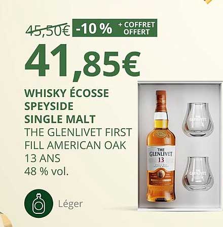 whisky écosse speyside single malt the glenlivet first fill american oak 13 ans 48% vol.