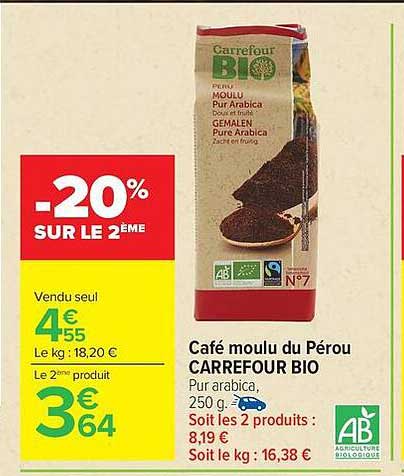 Café moulu du Pérou CARREFOUR BIO
