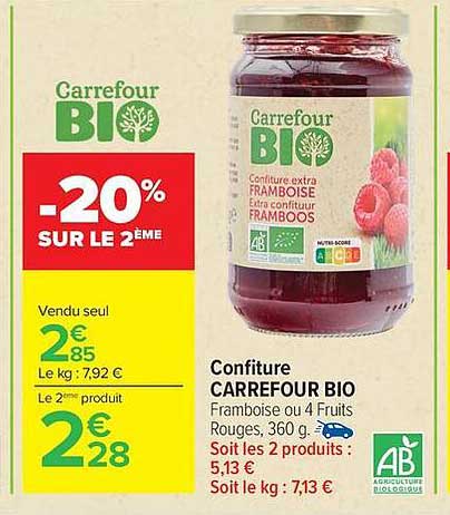 Carrefour BIO Confiture FRAMBOISE