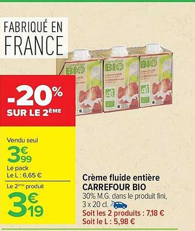 Carrefour Bio Crème fluide entière