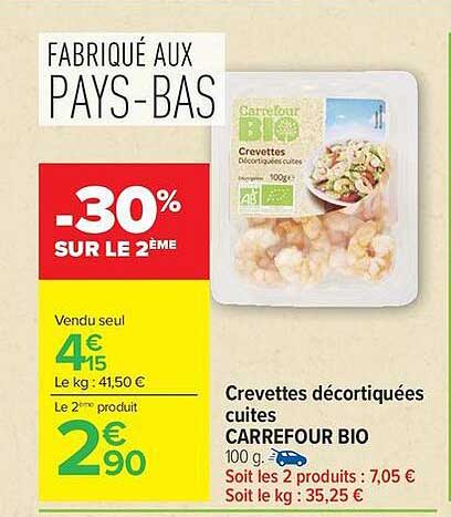 Carrefour Bio Crevettes décortiquées cuites