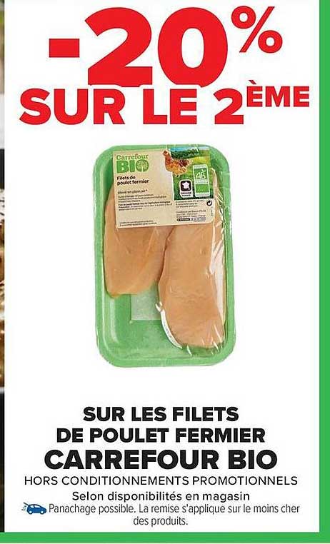 Carrefour Bio Filets de poulet fermier