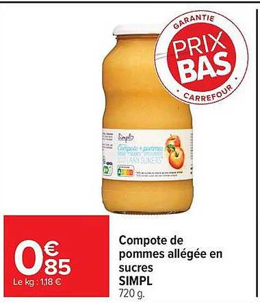 Compote de pommes allégée en sucres SIMPL