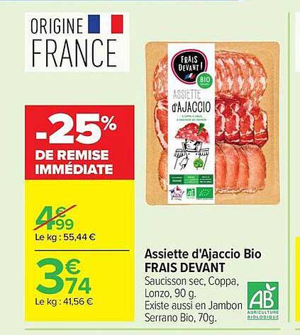 FRAIS DEVANT Assiette d'Ajaccio Bio