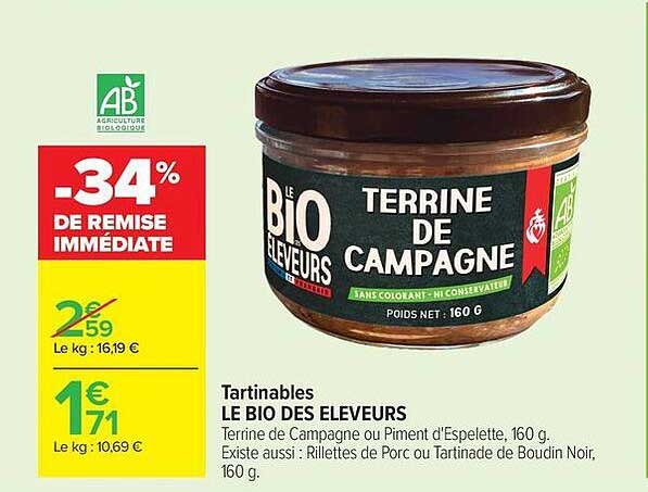 Le Bio des Eleveurs Terrine de Campagne