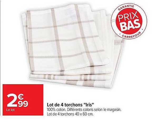 Lot de 4 torchons "Iris