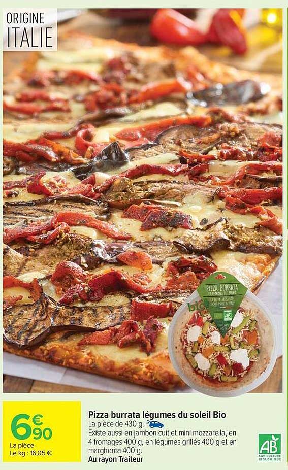 Pizza burrata légumes du soleil Bio