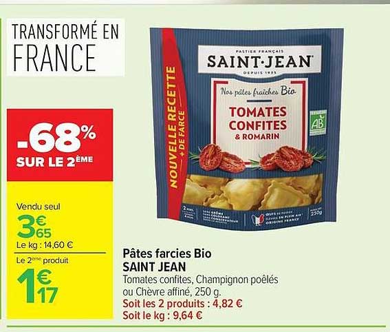 SAINT JEAN Pâtes farcies Bio