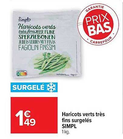 Simpl Haricots verts très fins surgelés