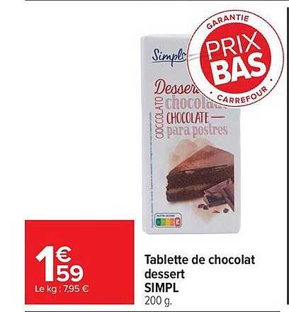 SIMPL Tablette de chocolat dessert