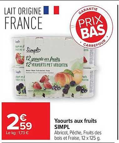 Simple 12 yogourts aux fruits