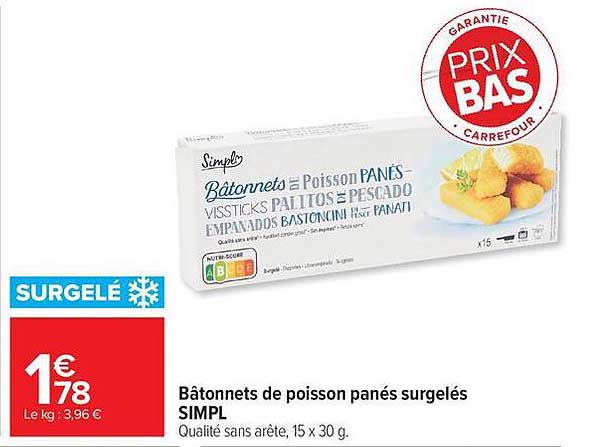 Simple Bâtonnets de Poisson PANÉS