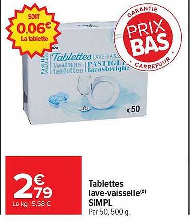 SIMPLE Tablettes lave-vaisselle