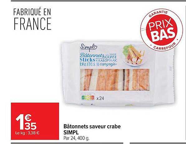 Simply Bâtonnets saveur crabe