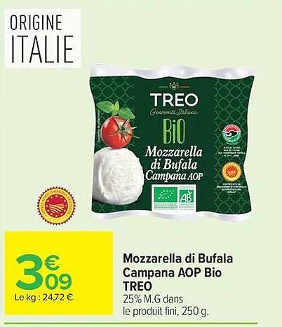 TREO BIO Mozzarella di Bufala Campana AOP