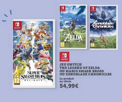 jeu switch the legend of zelda ou mario smash bross ou xenoblade chronicles