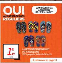 1 paire de tongues garçons disney