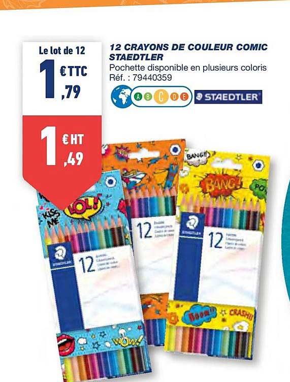 12 crayons de couleur comic staedtler