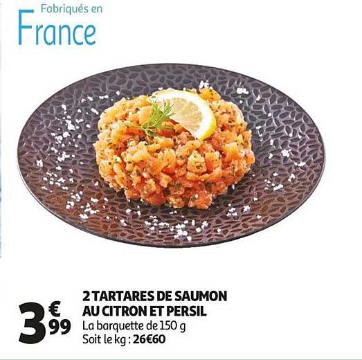 2 tartares de saumon au citron et persil