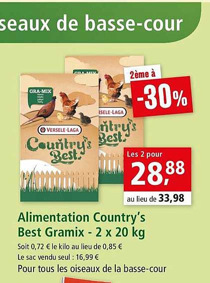 Alimentation Country's Best Gramix 2 X 20 Kg 2ème à -30%