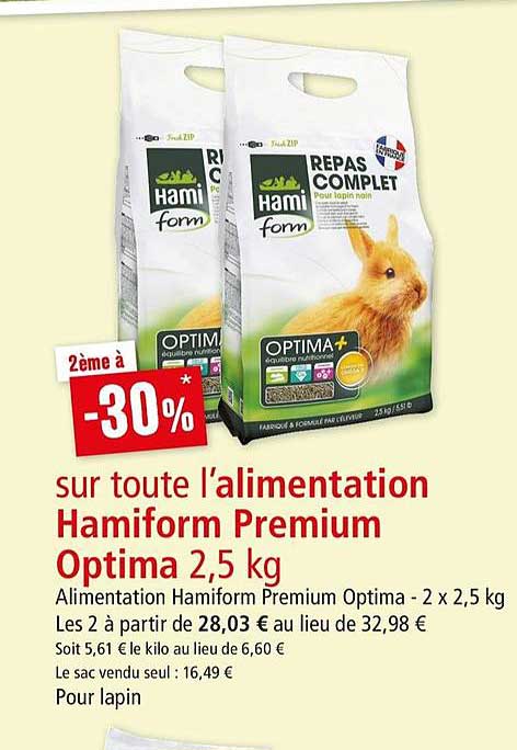alimentation hamiform premium optim 2 x 2.5 kg 2ème à -30%