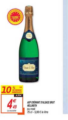 Aop Crémant D'alsace Brut Hellmuth 10% De Remise Immédiate